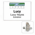 Classic Side Load Rigid Vinyl Name Tag Holder w/ Pin/Clip (3 1/2"x2 1/4")